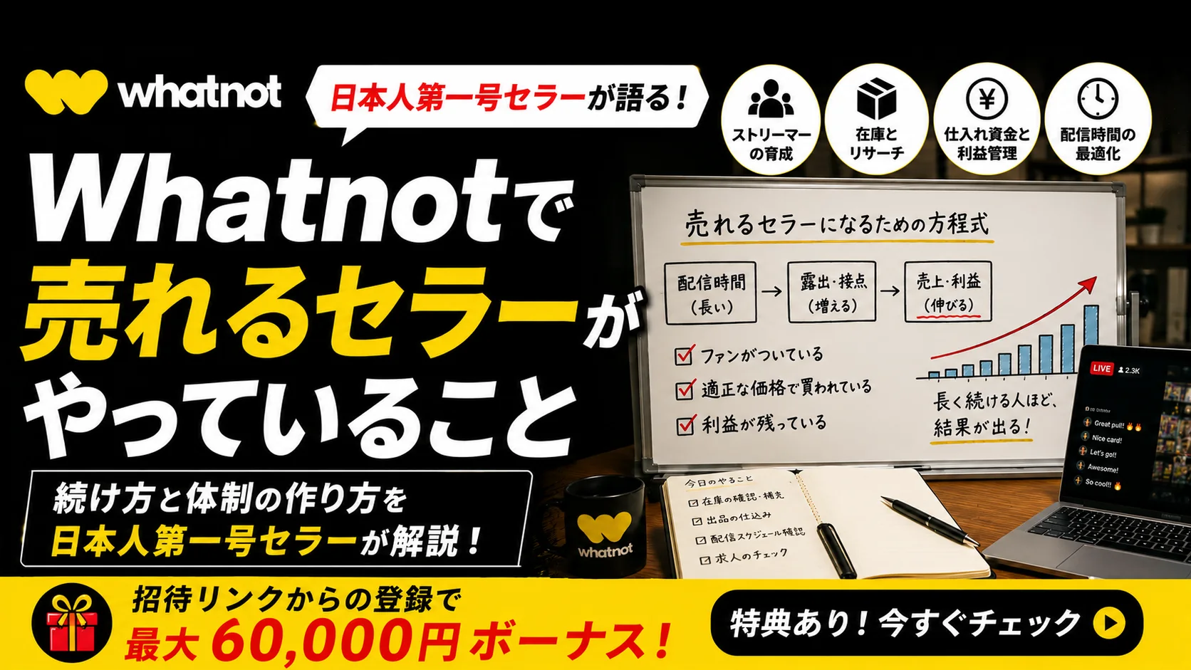 Whatnotで売れるセラーがやっていること｜日本人第一号セラーが語る、続け方と体制の作り方